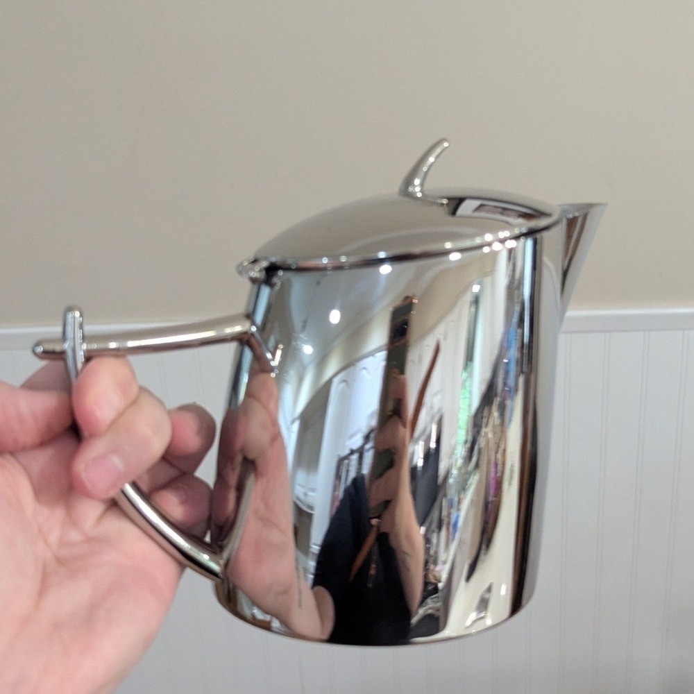 Chef‎ & Sommelier Teapot Silver Stainless Steel Mirror Polished Hinged Lid 6in